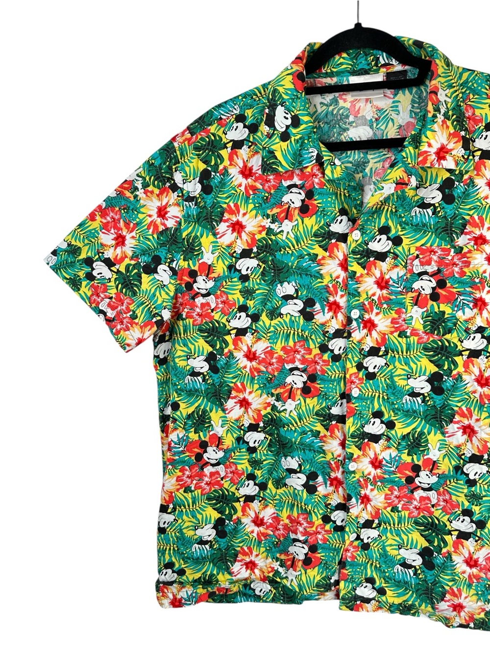 Disney Mickey Mouse Tropical Hawaiian Shirt XL Cotton Button Up Resort Vacation - Picture 3 of 16